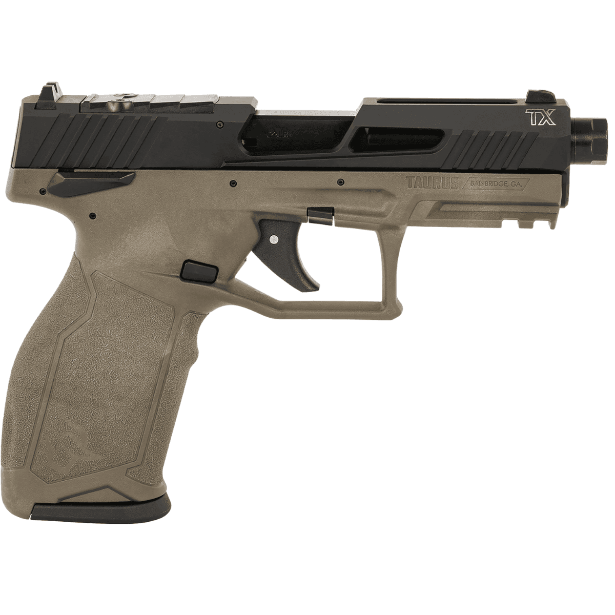 Taurus TX22 T.O.R.O. Pistol, 4.60" Matte Black Threaded Barrel Black Hard Coat Anodized Optic Ready/Serrated Slide OD Green Polymer Frame w/Picatinny Rail Textured Grip 10+1rd 22 LR - 1-2TX22P141O-10 Taurus TX22 T.O.R.O. Pistol, 4.60" Matte Black Threaded Barrel Black Hard Coat Anodized Optic Ready/Serrated Slide OD Green Polymer Frame w/Picatinny Rail Textured Grip 10+1rd 22 LR - 1-2TX22P141O-10