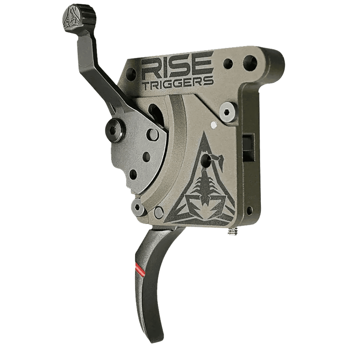 Rise Armament Reliant Trigger, Black/FDE Curved 7075 Aluminum 1-3 lbs Draw Weight Remington 700 - RA735C Rise Armament Reliant Trigger, Black/FDE Curved 7075 Aluminum 1-3 lbs Draw Weight Remington 700 - RA735C