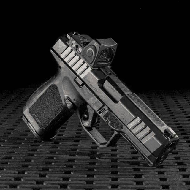 Rost Martin RM1C Pistol, 4'' Black Hammer Forged Steel Barrel Black Frame Optic Ready / Serrated Slide Signature RGT Grip 10+1rd 9mm Luger - RM1CBLKOSP10RR Rost Martin RM1C Pistol, 4'' Black Hammer Forged Steel Barrel Black Frame Optic Ready / Serrated Slide Signature RGT Grip 10+1rd 9mm Luger - RM1CBLKOSP10RR