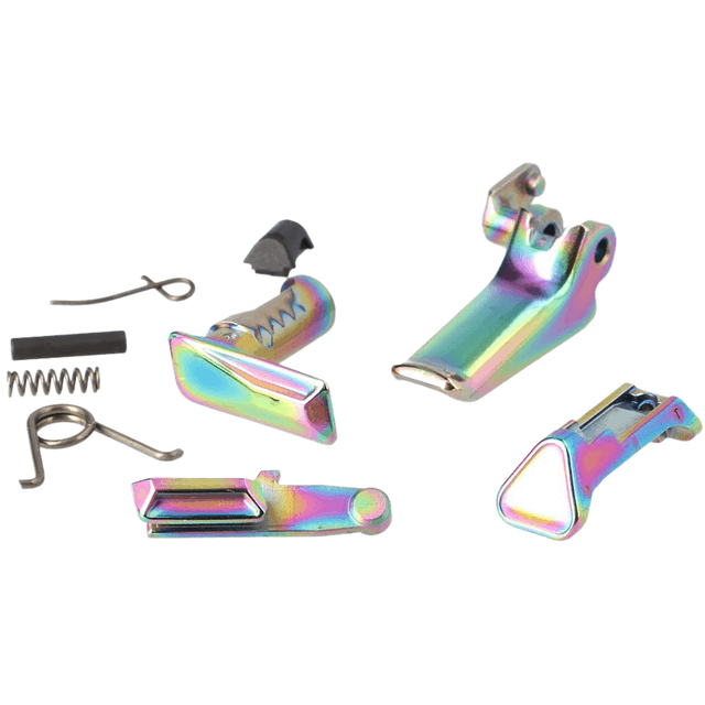 Sig Sauer Safety Parts Kit, Rainbow Flat Trigger/Slide Catch Lever/Take-Down Lever/Magazine Catch/Catch Lever Spring/Magazine Catch Spring/Magazine Catch Stop/Trigger Pin/Trigger Bar Spring 9mm Luger/380 ACP Sig P365/P365X/XL - 8901330 Sig Sauer Safety Parts Kit, Rainbow Flat Trigger/Slide Catch Lever/Take-Down Lever/Magazine Catch/Catch Lever Spring/Magazine Catch Spring/Magazine Catch Stop/Trigger Pin/Trigger Bar Spring 9mm Luger/380 ACP Sig P365/P365X/XL - 8901330