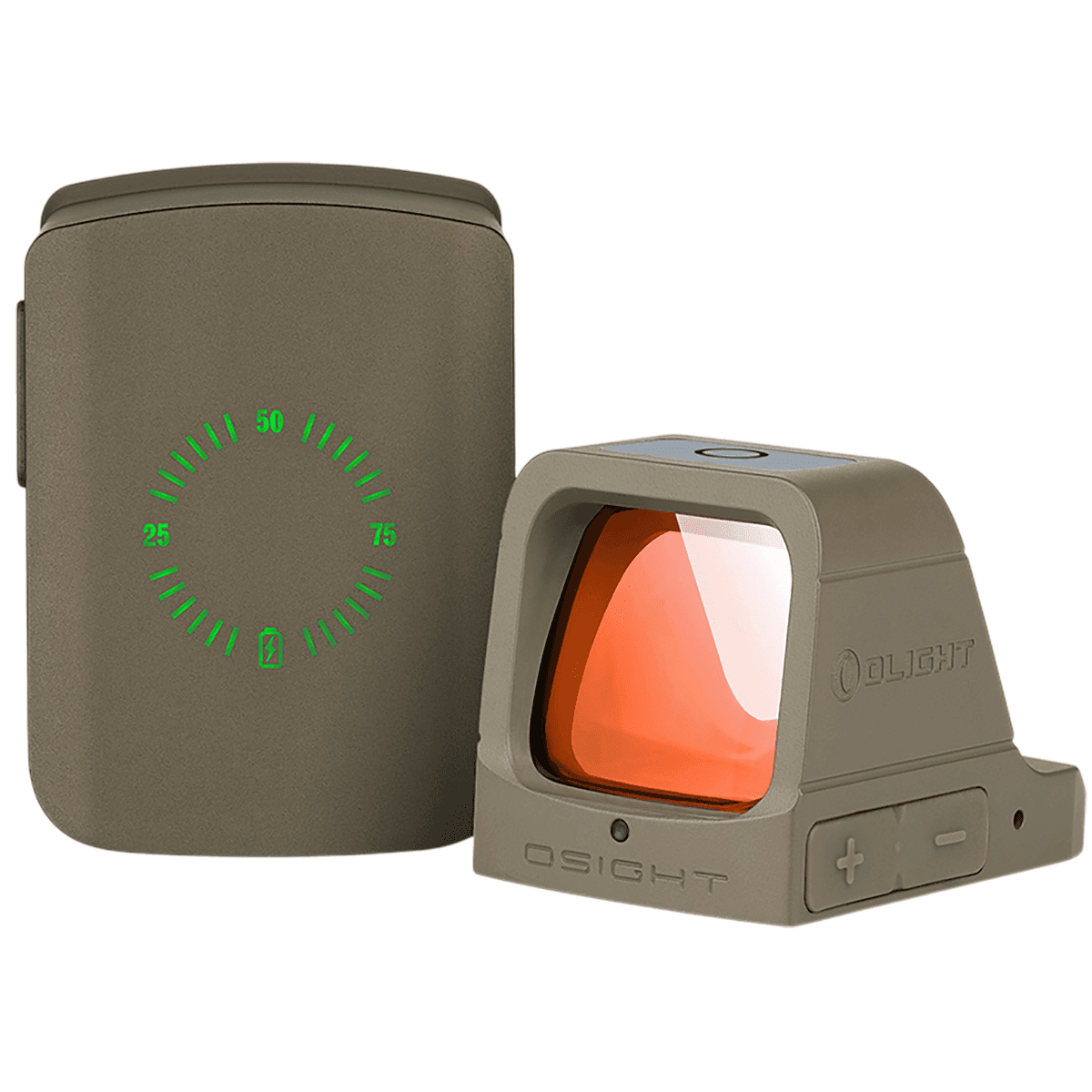 Olightstore Usa Inc Osight Red Dot Sight, FDE 3 MOA with Magnetic Charging Cover - OSIGHTRDFDE Olightstore Usa Inc Osight Red Dot Sight, FDE 3 MOA with Magnetic Charging Cover - OSIGHTRDFDE