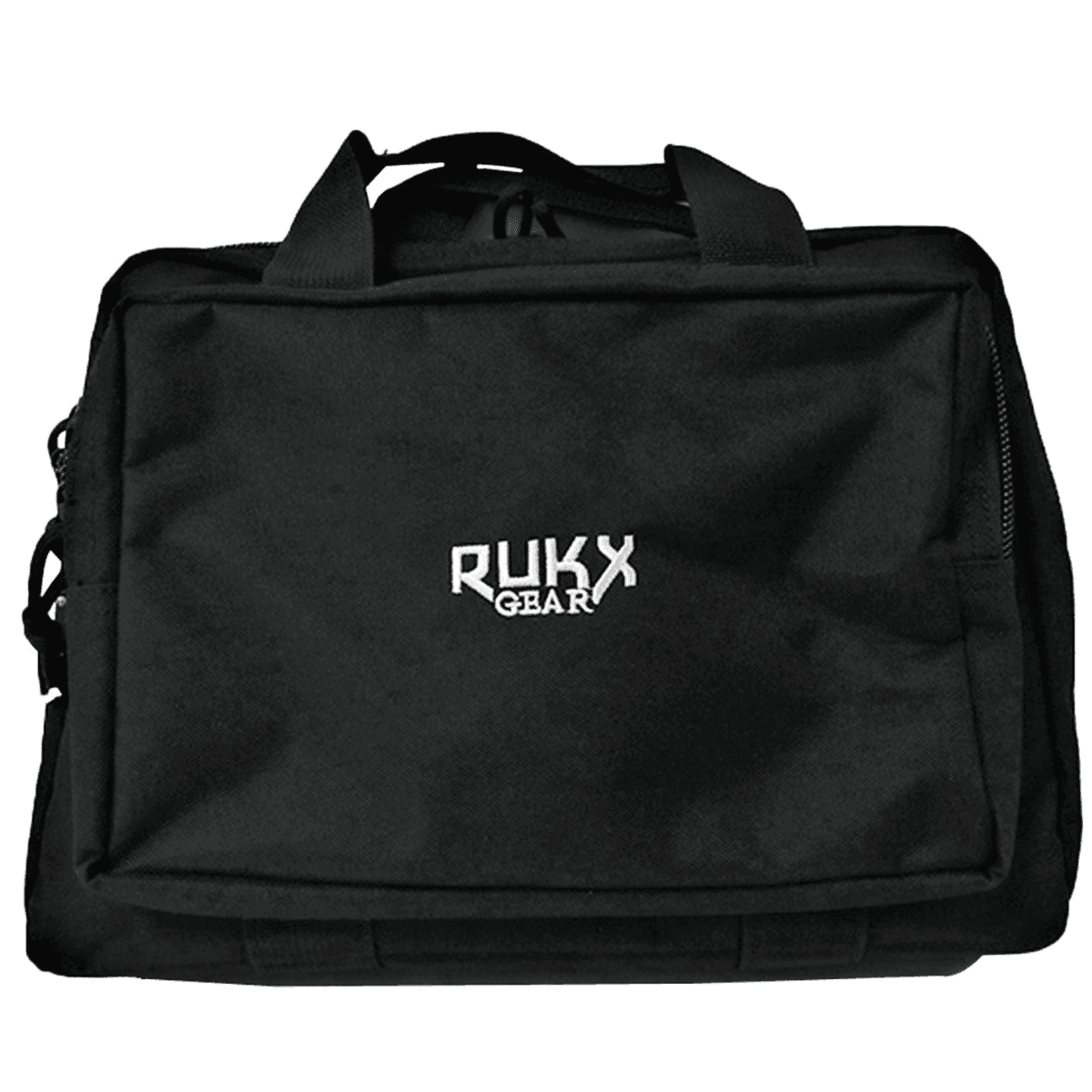 Rukx Gear Double Pistol Gear Bag, Black 600D Polyester Water Resistant Holds 2 Handguns - ATICTDPCB Rukx Gear Double Pistol Gear Bag, Black 600D Polyester Water Resistant Holds 2 Handguns - ATICTDPCB
