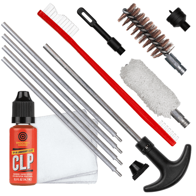 Shooters Choice Gun Rod Cleaning Kit, 8 / 32" to 5 / 16-27" Thread Swivel T-Handle 13 Piece 12 Gauge - SHFSRK12 Shooters Choice Gun Rod Cleaning Kit, 8 / 32" to 5 / 16-27" Thread Swivel T-Handle 13 Piece 12 Gauge - SHFSRK12