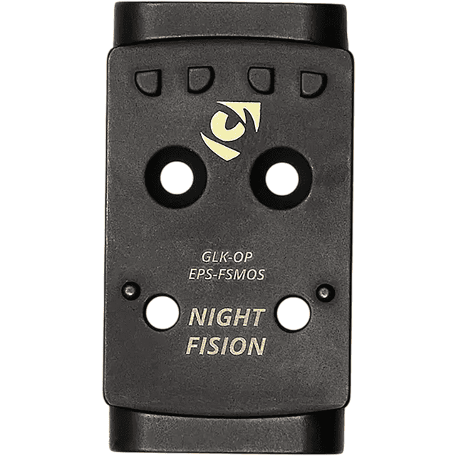 Night Fision Pistol Optic Plate, Black Mounts Shield RMSc/ Holosun K Series Optics to Glock Flat Shooter Modular Optic System Slide - GLKOPEPSFSMOS Night Fision Pistol Optic Plate, Black Mounts Shield RMSc/ Holosun K Series Optics to Glock Flat Shooter Modular Optic System Slide - GLKOPEPSFSMOS