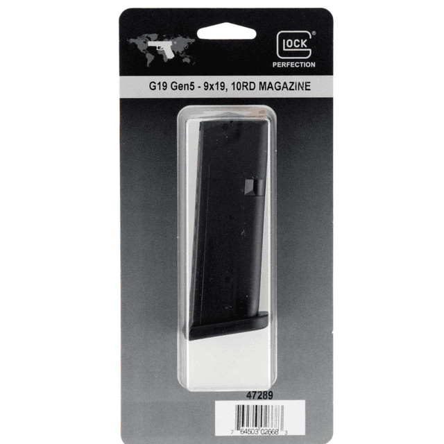 Glock 10rd Magazine, Black 9mm Fits Glock 19 GEN5 - 39897 Glock 10rd Magazine, Black 9mm Fits Glock 19 GEN5 - 39897