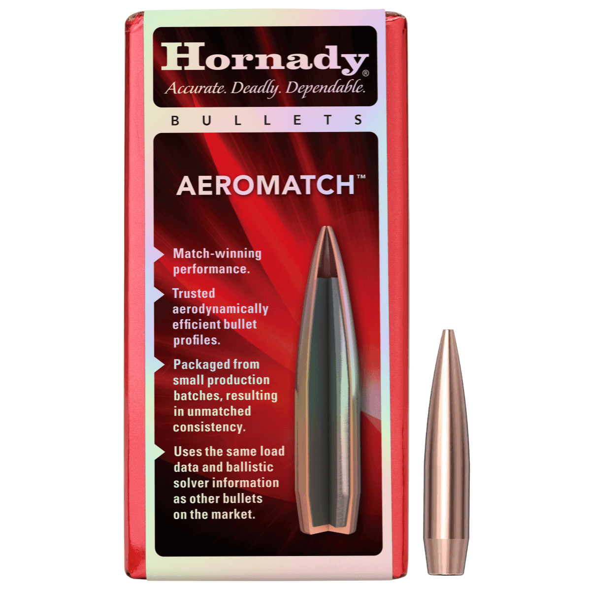 Hornady Aeromatch Bullets, 69gr Hollow Point Boat Tail 100 Per Box/25 Case 22Cal - 22771 Hornady Aeromatch Bullets, 69gr Hollow Point Boat Tail 100 Per Box/25 Case 22Cal - 22771
