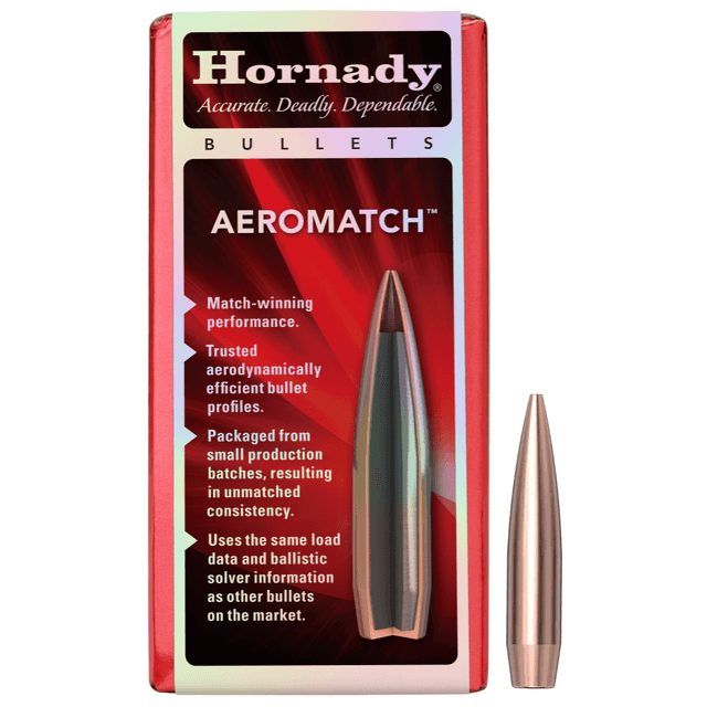 Hornady Aeromatch Bullets, 69gr Hollow Point Boat Tail 100 Per Box/25 Case 22Cal - 22771 Hornady Aeromatch Bullets, 69gr Hollow Point Boat Tail 100 Per Box/25 Case 22Cal - 22771
