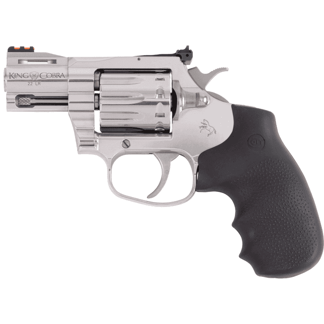 Colt Mfg King Cobra Revolver, 2" Stainless Vent Rib Barrel Stainless Cylinder & Frame Black Rubber Grip 10 Shot 22 LR - KCOBRA22SP2RFO Colt Mfg King Cobra Revolver, 2" Stainless Vent Rib Barrel Stainless Cylinder & Frame Black Rubber Grip 10 Shot 22 LR - KCOBRA22SP2RFO