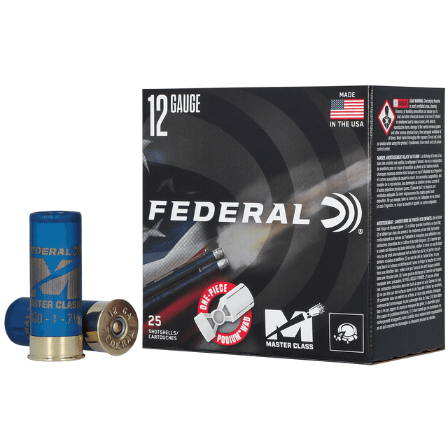 Federal Master Class High Over All 12 Gauge 2.75" 1 1/8oz 7.5 Shot 25 Per Box MC12H175 Federal Master Class High Over All 12 Gauge 2.75" 1 1/8oz 7.5 Shot 25 Per Box MC12H175