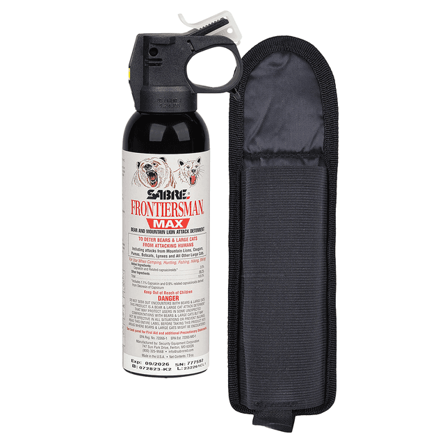 Sabre Frontiersman Capsaicinoids 40ft 7.90 oz Canister Includes Holster Sabre Frontiersman Capsaicinoids 40ft 7.90 oz Canister Includes Holster