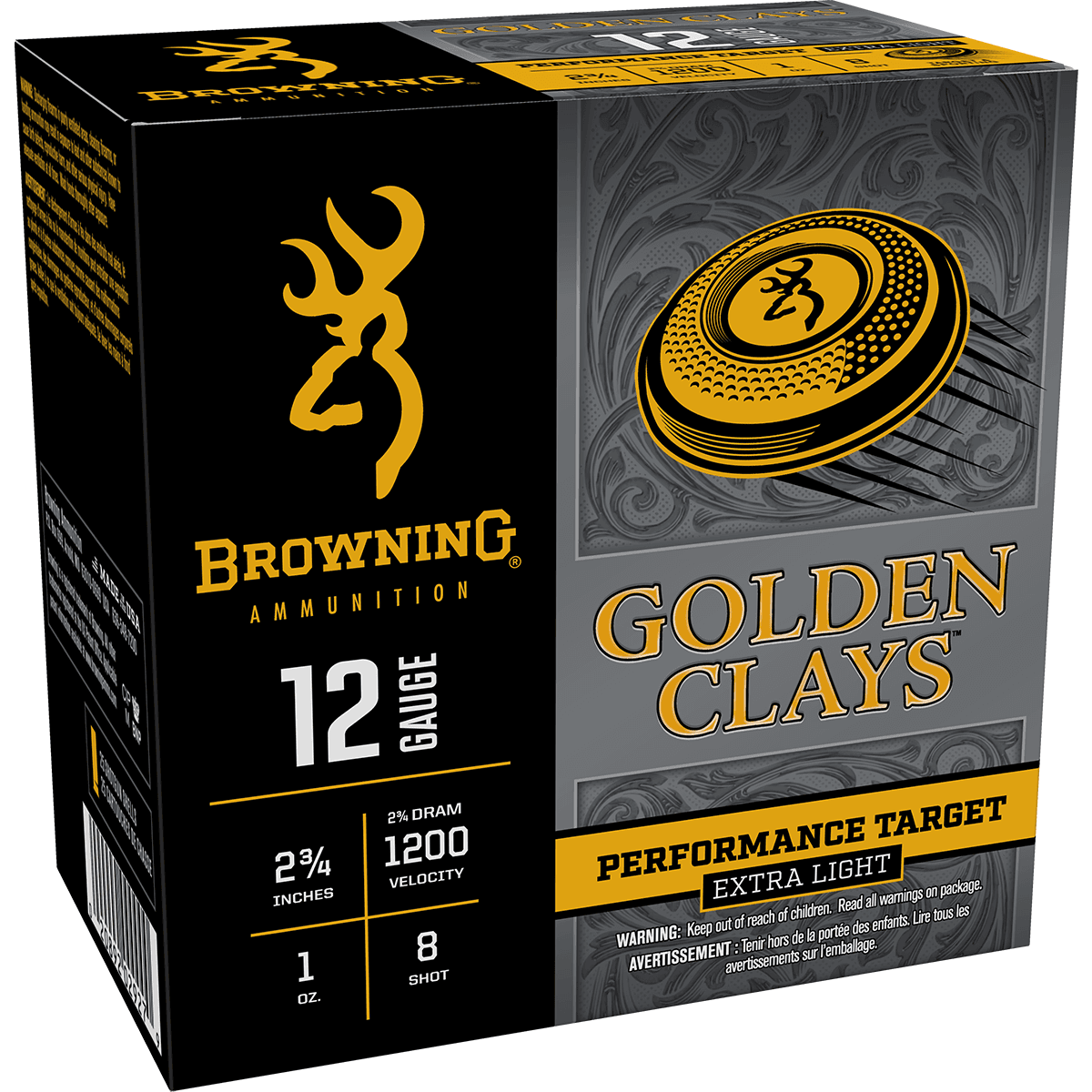 Browning Ammo Golden Clays 12 Gauge 2.75" 1oz 8 Shot 25 Per Box Browning Ammo Golden Clays 12 Gauge 2.75" 1oz 8 Shot 25 Per Box