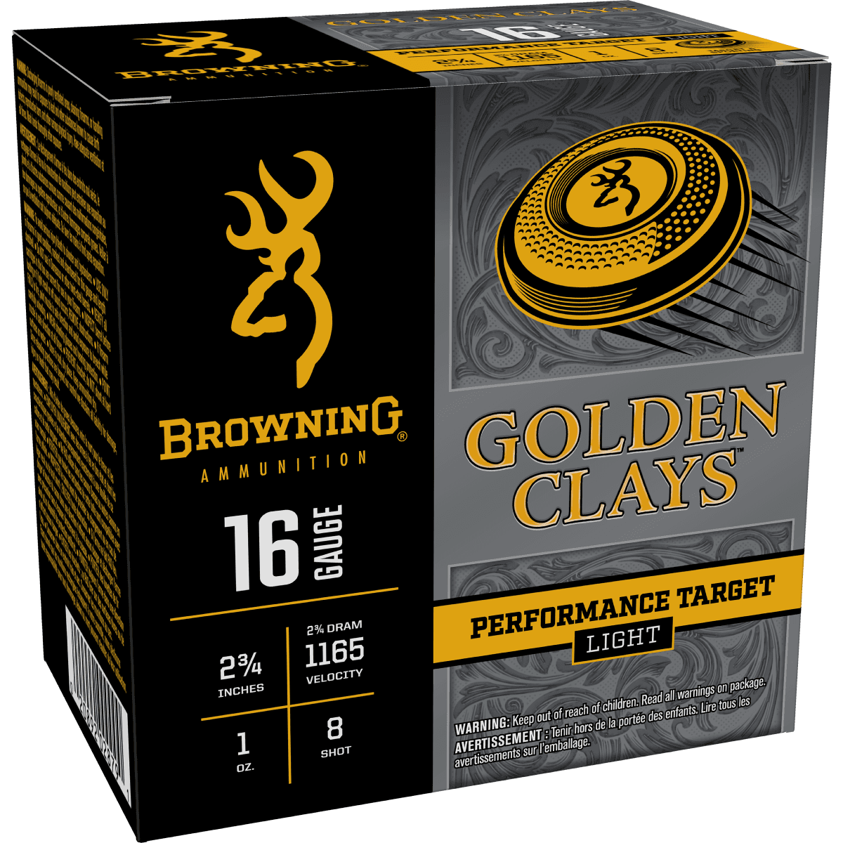 Browning Ammo Golden Clays 16 Gauge 2.75" 1oz 8 Shot 25 Per Box Browning Ammo Golden Clays 16 Gauge 2.75" 1oz 8 Shot 25 Per Box