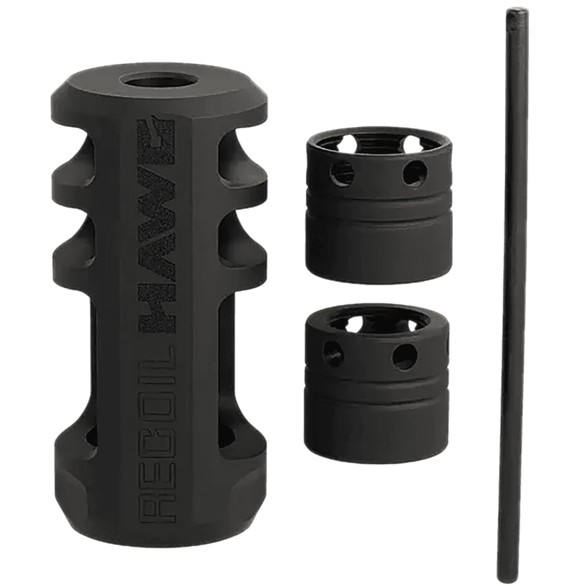 Browning Xeno Recoil Hawg Muzzle Brake, Black Matte Stainless Steel 1/2"x28 Threads 2.20" OAL - 001293099 Browning Xeno Recoil Hawg Muzzle Brake, Black Matte Stainless Steel 1/2"x28 Threads 2.20" OAL - 001293099