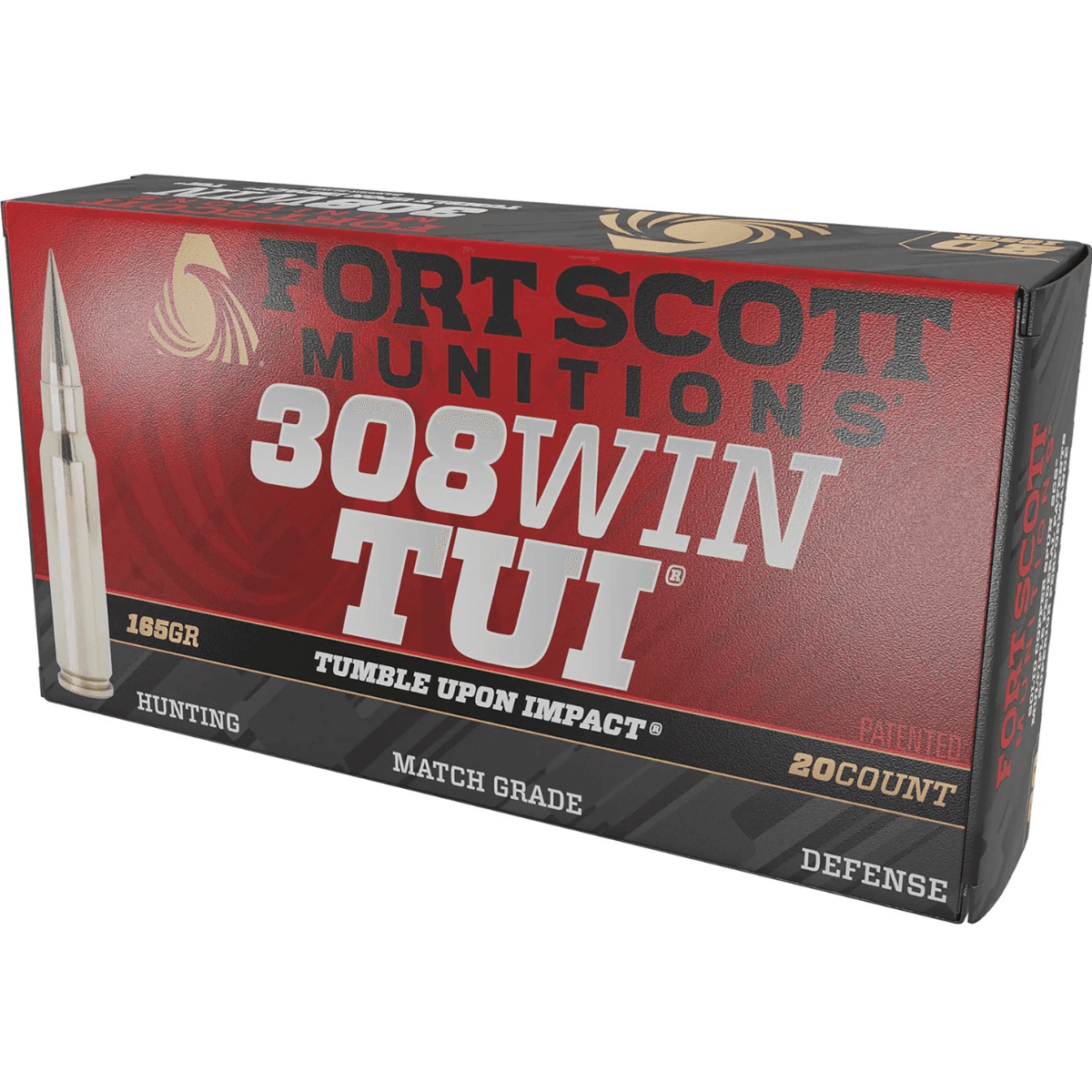 Fort Scott Munitions Tumble Upon Impact (TUI) Ammo, 165gr Solid Copper Spun 20 Per Box/10 Case 308 Win - 308-165-SCV22 Fort Scott Munitions Tumble Upon Impact (TUI) Ammo, 165gr Solid Copper Spun 20 Per Box/10 Case 308 Win - 308-165-SCV22