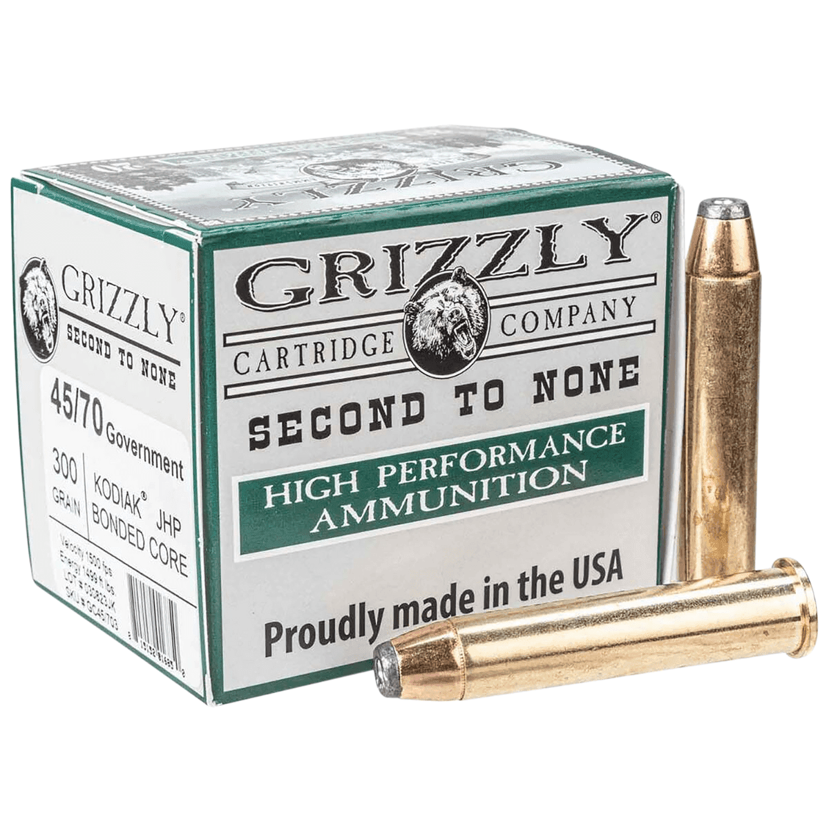 Grizzly Ammo Jacketed Hollow Point Ammo, 300gr 20 Per Box/10 Case 45-70Gov - GC45/703 Grizzly Ammo Jacketed Hollow Point Ammo, 300gr 20 Per Box/10 Case 45-70Gov - GC45/703