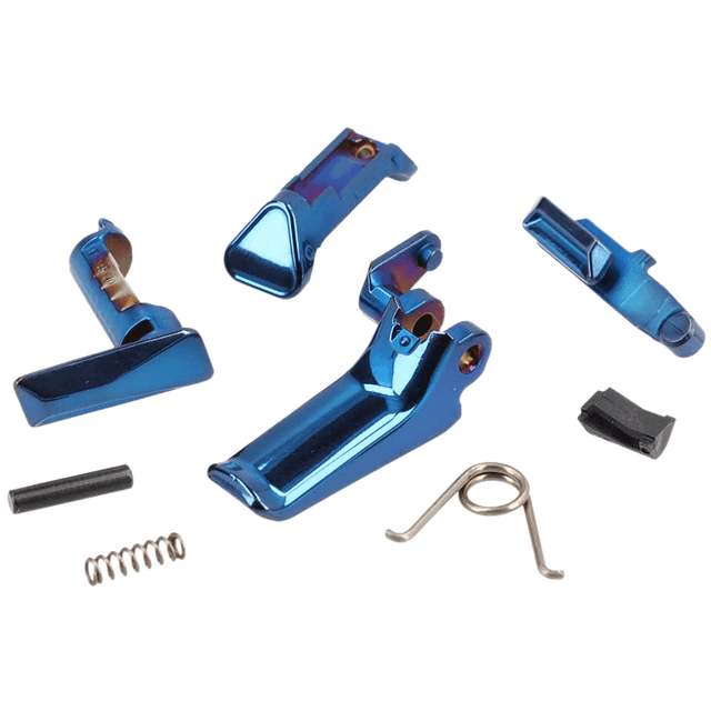 Sig Sauer Controls Parts Kit, Blue Flat trigger/Slide Catch Lever/Take-Down Lever/Magazine Catch/Catch Lever Spring/Magazine Catch Spring/Magazine Catch Stop/Trigger Pin/Trigger Bar Spring for 9mm Luger/380 ACP Sig P365/P365X/XL - 8900915 Sig Sauer Controls Parts Kit, Blue Flat trigger/Slide Catch Lever/Take-Down Lever/Magazine Catch/Catch Lever Spring/Magazine Catch Spring/Magazine Catch Stop/Trigger Pin/Trigger Bar Spring for 9mm Luger/380 ACP Sig P365/P365X/XL - 8900915