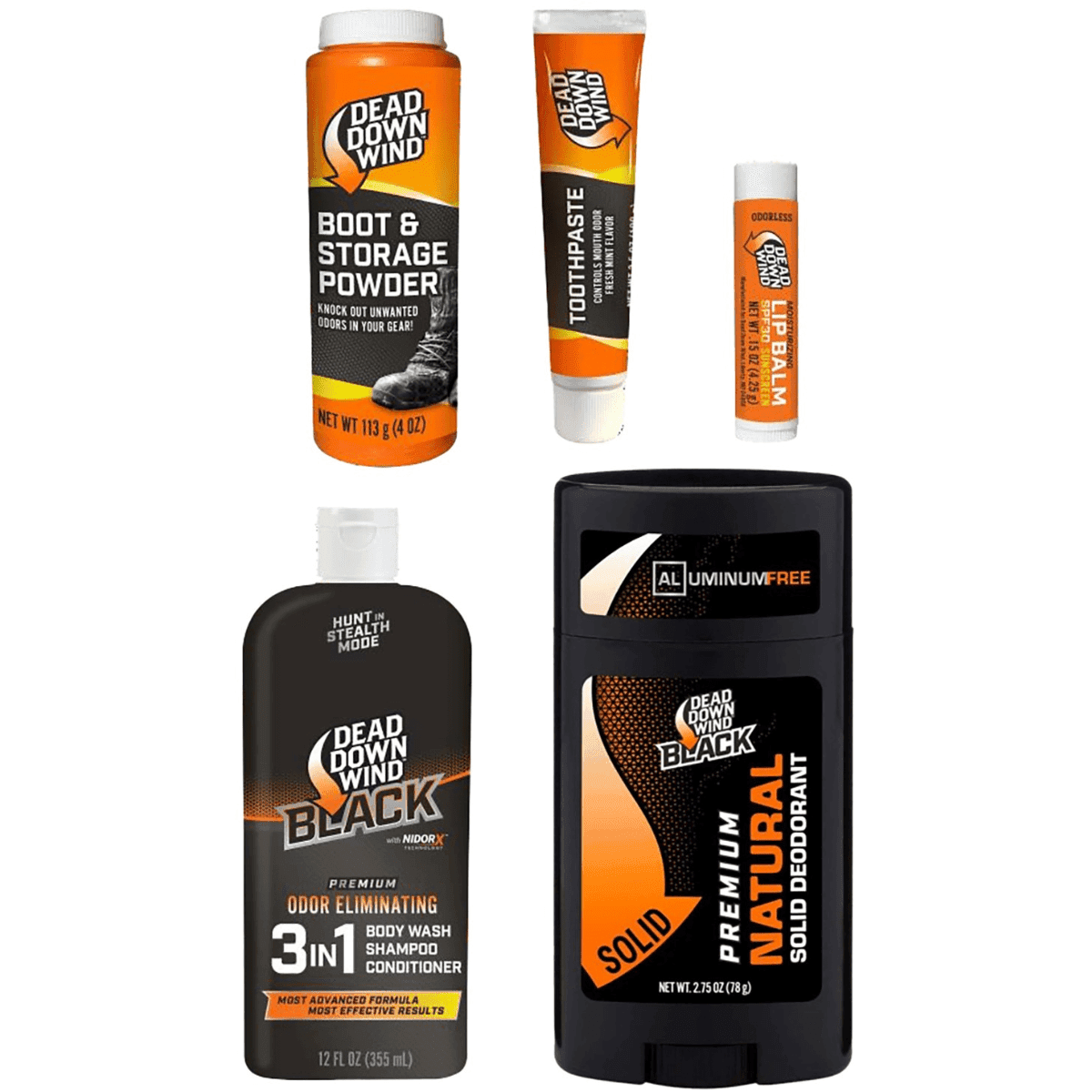 Dead Down Wind Hygiene Kit, Boot & Storage Powder/ Toothpaste/ Lip Balm/ Natural Solid Deoderant/ 3 in 1 Body wash Shampoo & Conditioner - 2022 Dead Down Wind Hygiene Kit, Boot & Storage Powder/ Toothpaste/ Lip Balm/ Natural Solid Deoderant/ 3 in 1 Body wash Shampoo & Conditioner - 2022