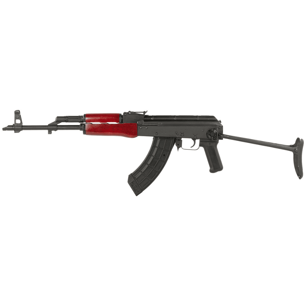 Century Arms WASR-10 Rifle, 16.25" Black Romanian AK Barrel Black Underfolding Stock Red AKM Pattern Furniture 30+1rd 7.62x39mm - RI3321RN Century Arms WASR-10 Rifle, 16.25" Black Romanian AK Barrel Black Underfolding Stock Red AKM Pattern Furniture 30+1rd 7.62x39mm - RI3321RN