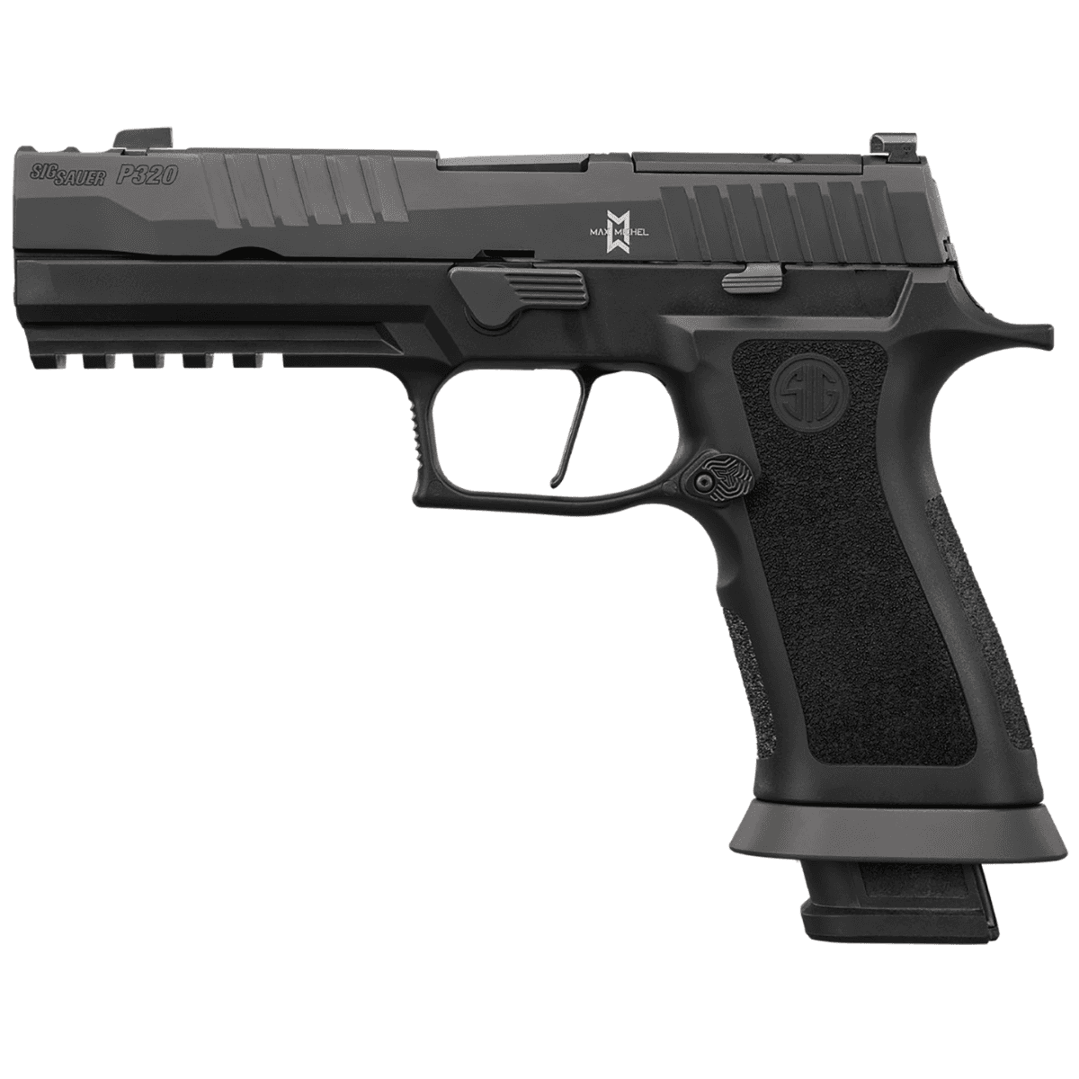 Sig Sauer P320XF M.O.D. Pistol, 3.90" Black Steel Barrel Matte Black DLC Optic Cut/Ported/Serrated Stainless Steel Slide & Frame w/Beavertail & Picatinny Rail Black XSeries Grip 21+1rd Full Size Frame 9mm Luger - 320XF9MAXM Sig Sauer P320XF M.O.D. Pistol, 3.90" Black Steel Barrel Matte Black DLC Optic Cut/Ported/Serrated Stainless Steel Slide & Frame w/Beavertail & Picatinny Rail Black XSeries Grip 21+1rd Full Size Frame 9mm Luger - 320XF9MAXM