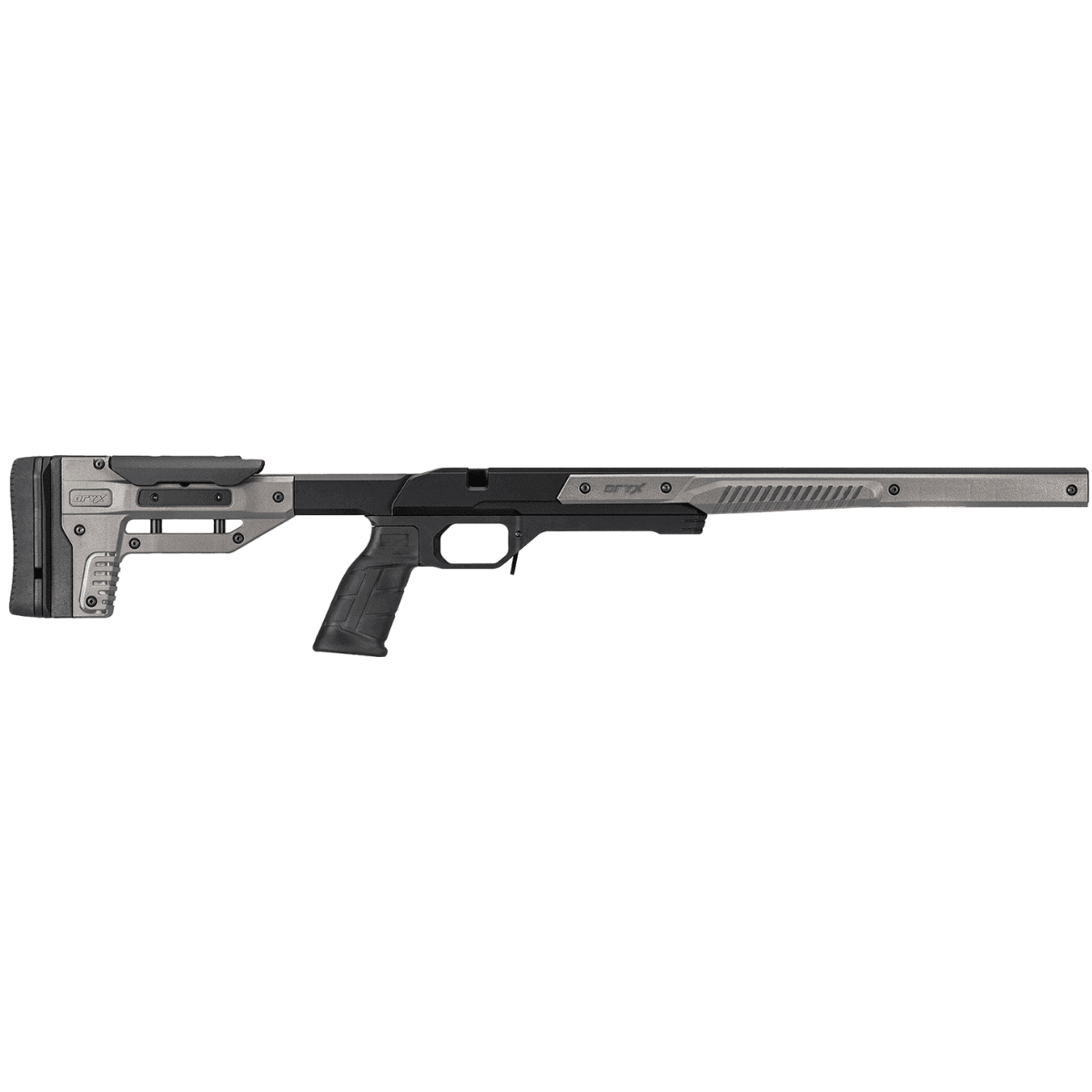 Mdt Sporting Goods Inc Oryx Chassis System, Grey Free Floating Barrel Adjustable LOP Adjustable Cheek Piece Aluminum Bedded Action Compatible w/ AR15 Grips Compatible w/ ARCA Rails MLOK Section under Foregrip Sportsman Ruger10/22 - 104781GRY Mdt Sporting Goods Inc Oryx Chassis System, Grey Free Floating Barrel Adjustable LOP Adjustable Cheek Piece Aluminum Bedded Action Compatible w/ AR15 Grips Compatible w/ ARCA Rails MLOK Section under Foregrip Sportsman Ruger10/22 - 104781GRY