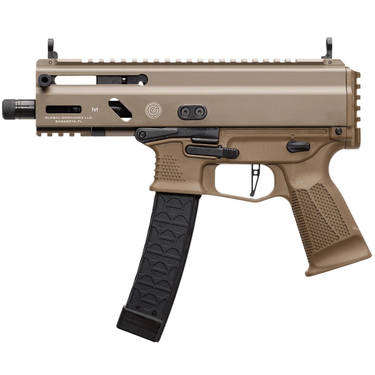 Grand Power Stribog SP9A3S Tactical Pistol, 5.50" Black Threaded Barrel M-LOK Handguard Flat Dark Earth Aluminum Picatinny Rail Receiver Rear Picatinny Rail FDE Polymer Grip Thread Protector 30+1rd 9mm Luger - 197892004787 Grand Power Stribog SP9A3S Tactical Pistol, 5.50" Black Threaded Barrel M-LOK Handguard Flat Dark Earth Aluminum Picatinny Rail Receiver Rear Picatinny Rail FDE Polymer Grip Thread Protector 30+1rd 9mm Luger - 197892004787