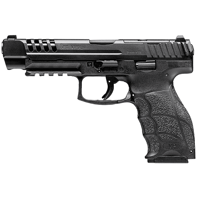 HK VP9L Pistol, 5" Black Polygonal Rifled Barrel Long/Lightening Cuts/Optic Cut Steel Slide Polymer Frame w/Picatinny Rail Black Interchangeable Backstrap Grip 10+1rd 9mm Luger - 81001158 HK VP9L Pistol, 5" Black Polygonal Rifled Barrel Long/Lightening Cuts/Optic Cut Steel Slide Polymer Frame w/Picatinny Rail Black Interchangeable Backstrap Grip 10+1rd 9mm Luger - 81001158