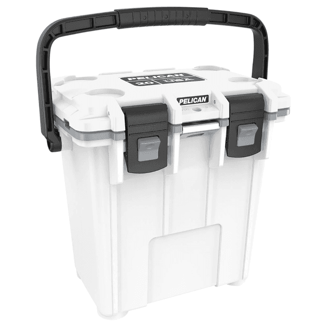 Pelican 20QT Elite Cooler, White/Grey Polypropylene 15 Cans Secure Press & Pull Latch - 20Q1WHTGRY Pelican 20QT Elite Cooler, White/Grey Polypropylene 15 Cans Secure Press & Pull Latch - 20Q1WHTGRY
