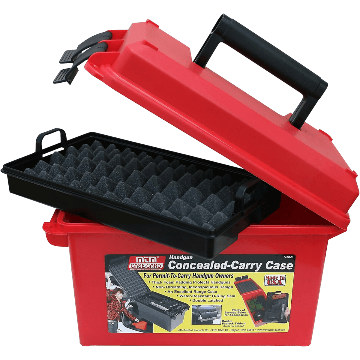 MTM Case-Gard Conceal Carry Case, Red Foam Padding Latches for Handgun - HCC30 MTM Case-Gard Conceal Carry Case, Red Foam Padding Latches for Handgun - HCC30