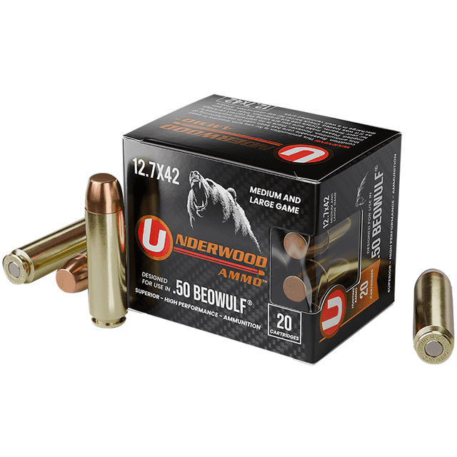 Underwood Ammo Full Metal Jacket Ammo, 350gr 20 Per Box/10 Case 50 Beowulf - 557 Underwood Ammo Full Metal Jacket Ammo, 350gr 20 Per Box/10 Case 50 Beowulf - 557