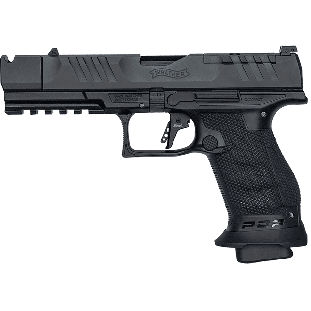 Walther Arms PDP Pro-X Compact Pistol, 4.60" Black Threaded Barrel Black Optic Ready/Serrated Steel Slide Black Polymer Frame w/Picatinny Rail Medium Backstrap Grip Parker Mtn Machine Compensator 10+1rd 9mm Luger - 4796033 Walther Arms PDP Pro-X Compact Pistol, 4.60" Black Threaded Barrel Black Optic Ready/Serrated Steel Slide Black Polymer Frame w/Picatinny Rail Medium Backstrap Grip Parker Mtn Machine Compensator 10+1rd 9mm Luger - 4796033