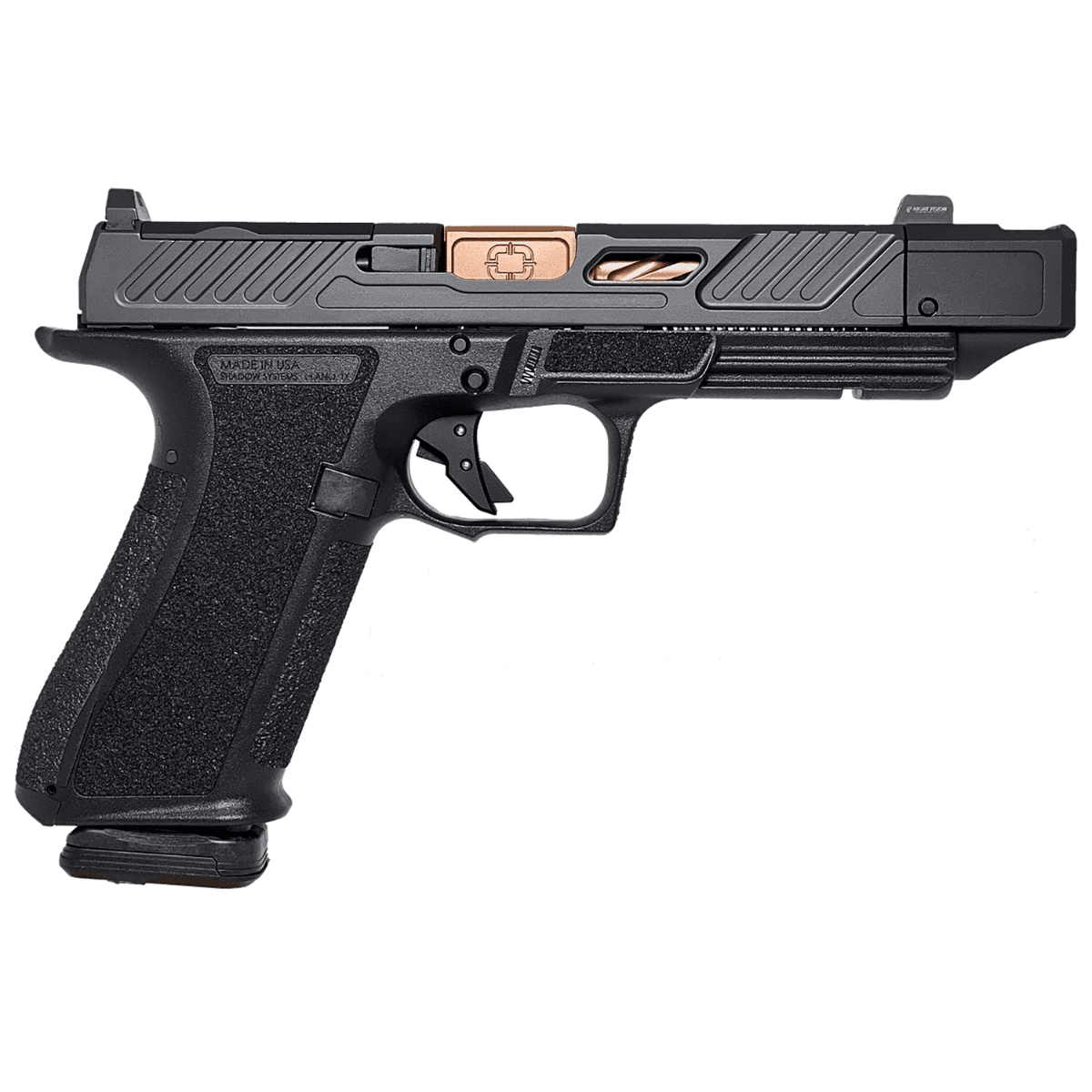 Shadow Systems DR920P Elite *CA Compliant Pistol, 4.48" Bronze TICN Match Grade Spiral Barrel Black Nitride Optic Cut/Serrated/Window Cut Stainless Steel Slide Black Polymer Frame w/Beavertail & Picatinny Rail 10+1rd 9mm - SS-2239-CA Shadow Systems DR920P Elite *CA Compliant Pistol, 4.48" Bronze TICN Match Grade Spiral Barrel Black Nitride Optic Cut/Serrated/Window Cut Stainless Steel Slide Black Polymer Frame w/Beavertail & Picatinny Rail 10+1rd 9mm - SS-2239-CA
