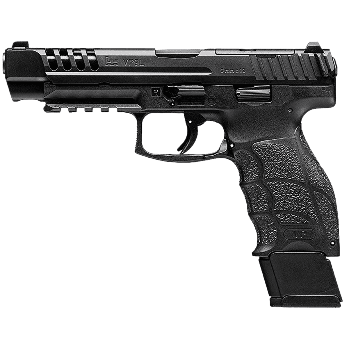 HK VP9L Pistol, 5" Black Polygonal Rifled Barrel Long/Lightening Cuts/Optic Cut Steel Slide Polymer Frame w/Picatinny Rail Black Interchangeable Backstrap Grip 20+1rd 9mm Luger - 81001156 HK VP9L Pistol, 5" Black Polygonal Rifled Barrel Long/Lightening Cuts/Optic Cut Steel Slide Polymer Frame w/Picatinny Rail Black Interchangeable Backstrap Grip 20+1rd 9mm Luger - 81001156