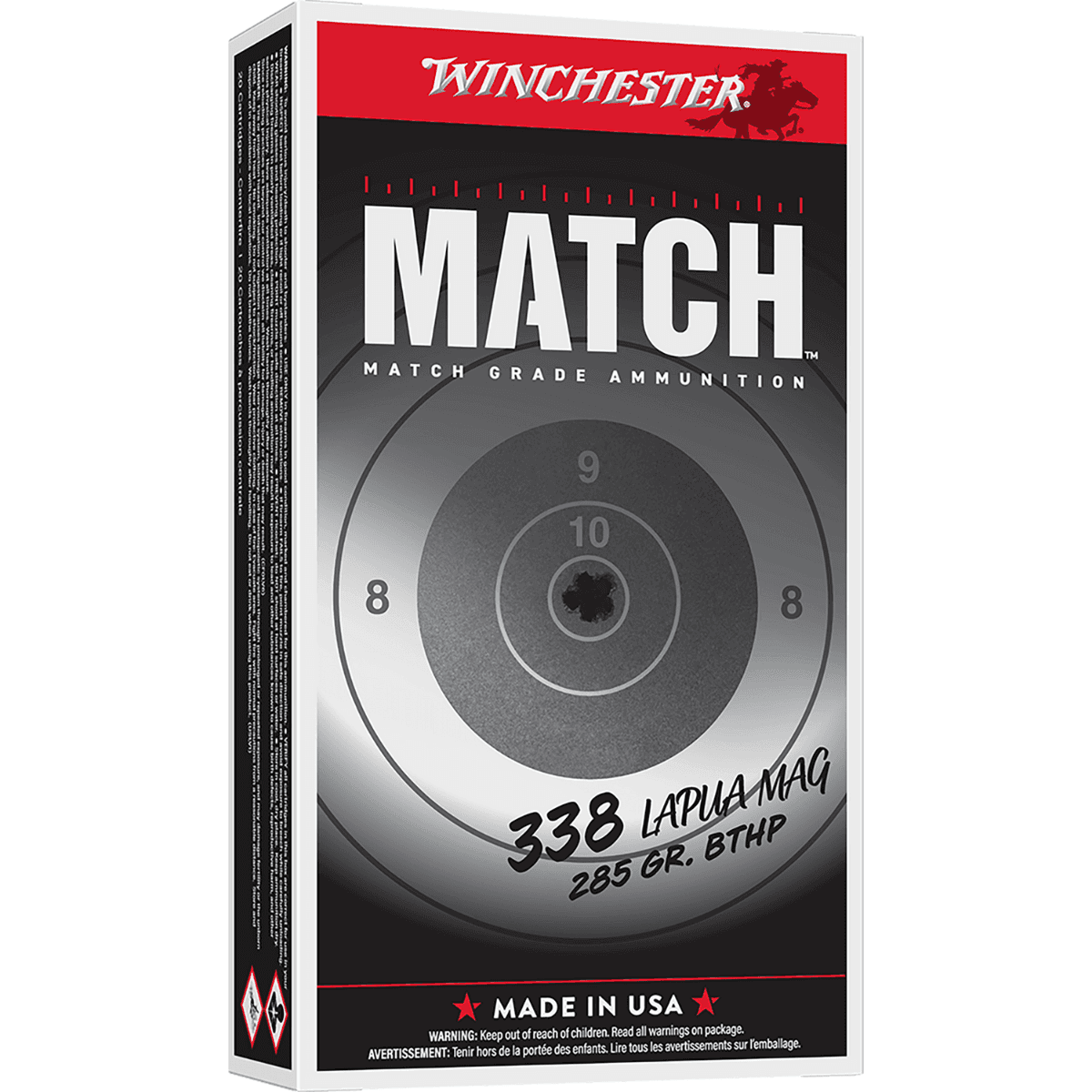 Winchester Ammo Match Ammo, 285gr Boat Tail Hollow Point 20 Per Box/10 Case 338 LapuaMag - S338LM2 Winchester Ammo Match Ammo, 285gr Boat Tail Hollow Point 20 Per Box/10 Case 338 LapuaMag - S338LM2