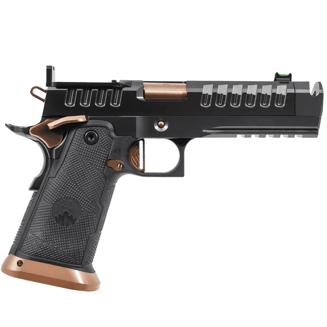 Watchtower Firearms Apache Pistol, 4.60" Copper Threaded Barrel Graphite PVD Optic Cut/Serrated Steel Slide Graphite PVD Stainless Steel Frame w/Beavertail & Picatinny Rail Black Kelvar/Carbon Fiber Grip Full Size Frame 21+1rd 9mm - APACHE9MM46CPR Watchtower Firearms Apache Pistol, 4.60" Copper Threaded Barrel Graphite PVD Optic Cut/Serrated Steel Slide Graphite PVD Stainless Steel Frame w/Beavertail & Picatinny Rail Black Kelvar/Carbon Fiber Grip Full Size Frame 21+1rd 9mm - APACHE9MM46CPR