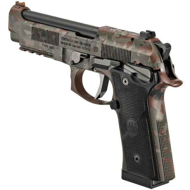 Beretta USA 92XI Pistol, 4.70" Black DLC Steel Barrel Optic Ready/Serrated Stainless Steel Slide Flecktarn Camo Cerakote Aluminum Frame w/Picatinny Rail Black Textured Grip MRDS Footprint Full Size Frame 15+1rd 9mm Luger - SPEC0744A15 Beretta USA 92XI Pistol, 4.70" Black DLC Steel Barrel Optic Ready/Serrated Stainless Steel Slide Flecktarn Camo Cerakote Aluminum Frame w/Picatinny Rail Black Textured Grip MRDS Footprint Full Size Frame 15+1rd 9mm Luger - SPEC0744A15