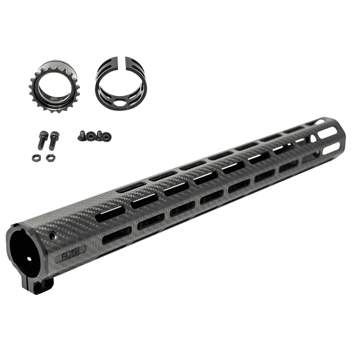 Faxon Firearms Streamline Handguard, 17" Carbon Fiber M-LOK Attachment Across 8 Facets - FFHGMLOK17C1 Faxon Firearms Streamline Handguard, 17" Carbon Fiber M-LOK Attachment Across 8 Facets - FFHGMLOK17C1