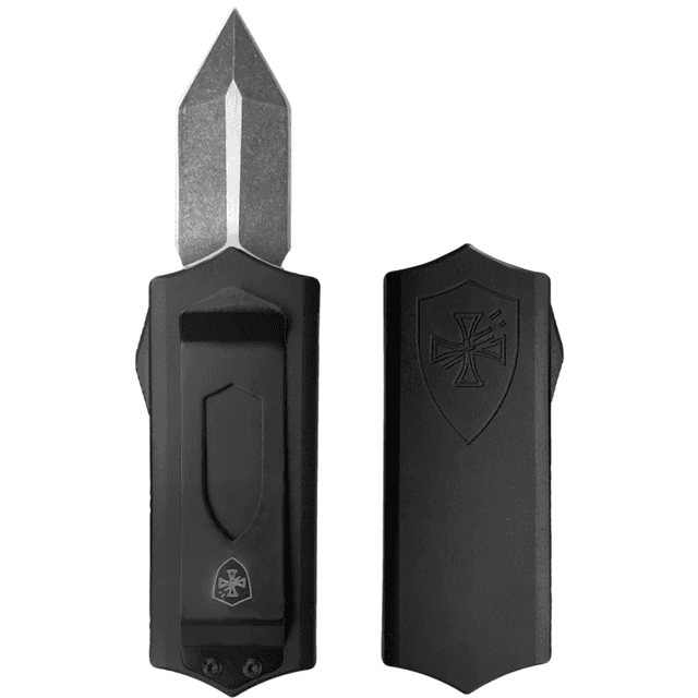 Templar Knife Excalibur Money Clip Knife, 1.90" OTF Dagger Plain Black Oxide Stonewashed Powder Coated D2 Steel Blade 3.38" Black Anodized Aluminum Handle - XMCABK121 Templar Knife Excalibur Money Clip Knife, 1.90" OTF Dagger Plain Black Oxide Stonewashed Powder Coated D2 Steel Blade 3.38" Black Anodized Aluminum Handle - XMCABK121