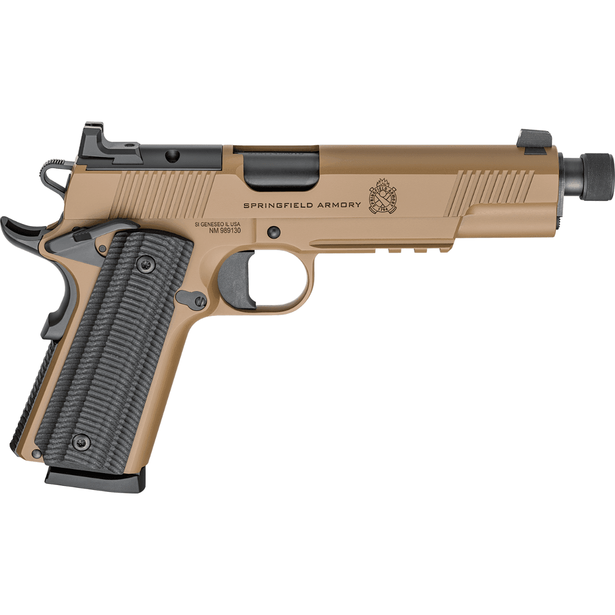 Springfield Armory 1911 Operator AOS Pistol, 5.75" Black Nitride Threaded Barrel Coyote Brown Cerakote Carbon Steel Optic Ready/Serrated Slide & Frame w/Picatinny Rail VZ G10 Grip Full Size Frame 8+1rd 45 ACP - POT9230CBAOS Springfield Armory 1911 Operator AOS Pistol, 5.75" Black Nitride Threaded Barrel Coyote Brown Cerakote Carbon Steel Optic Ready/Serrated Slide & Frame w/Picatinny Rail VZ G10 Grip Full Size Frame 8+1rd 45 ACP - POT9230CBAOS