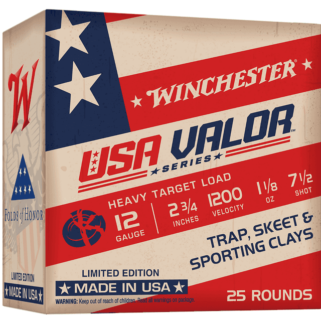 Winchester Ammo USA Valor Shot Shells, 2.75" 1 1/8oz 7.5Shot 25 Per Box/10 Case 12 Gauge - USAV127 Winchester Ammo USA Valor Shot Shells, 2.75" 1 1/8oz 7.5Shot 25 Per Box/10 Case 12 Gauge - USAV127