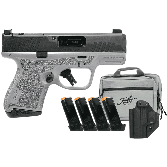 Kimber Mfg, Inc R7 Mako Bundle Pistol, 3.37" Black DLC Barrel Black FNC Nitride Stainless Steel Optic Ready/Serrated Slide Gray Polymer Frame Ambidextrous 5 Mags Holster Range Bag Sub-Compact Frame 13+1rd 9mm Luger - 3800022 Kimber Mfg, Inc R7 Mako Bundle Pistol, 3.37" Black DLC Barrel Black FNC Nitride Stainless Steel Optic Ready/Serrated Slide Gray Polymer Frame Ambidextrous 5 Mags Holster Range Bag Sub-Compact Frame 13+1rd 9mm Luger - 3800022