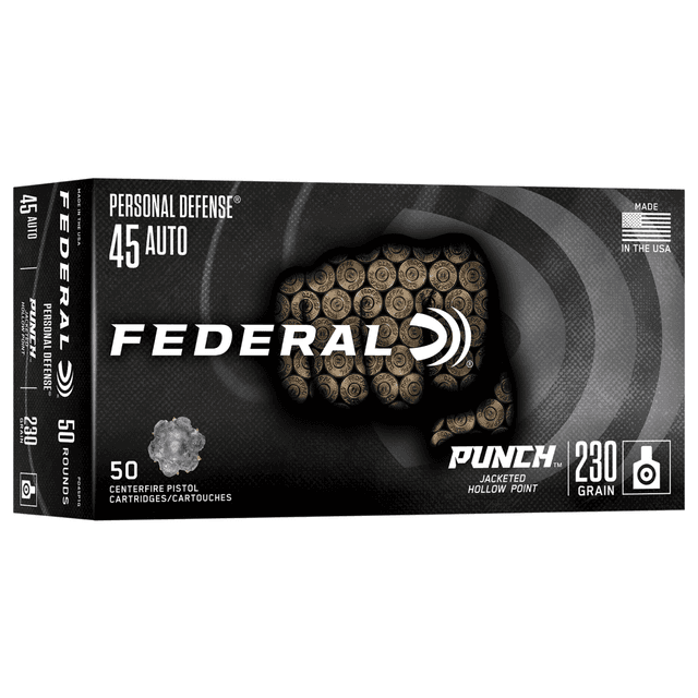 Federal Punch 45 Auto 230gr Jacketed Hollow Point 50 Per Box PD45P1G Federal Punch 45 Auto 230gr Jacketed Hollow Point 50 Per Box PD45P1G