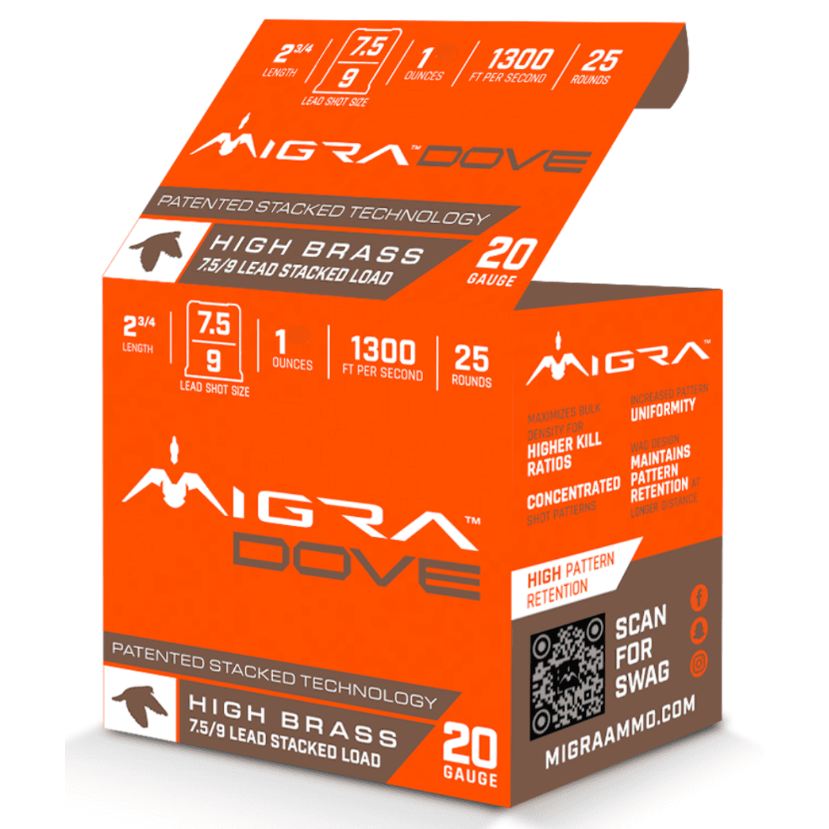 Migra Ammunitions M20LF7.59 Dove 20 Gauge 2 3/4" 1 oz 7.5/9 Shot 25 Per Box Migra Ammunitions M20LF7.59 Dove 20 Gauge 2 3/4" 1 oz 7.5/9 Shot 25 Per Box