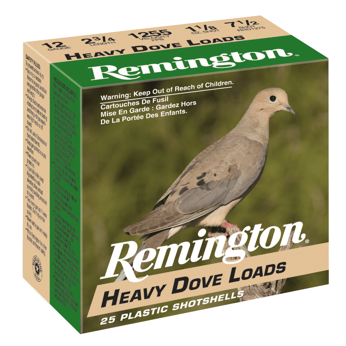 Remington Ammunition 28755 Heavy Dove Loads 12 Gauge 2.75" 1 1/8 oz 7.5 Shot 25 Per Box Remington Ammunition 28755 Heavy Dove Loads 12 Gauge 2.75" 1 1/8 oz 7.5 Shot 25 Per Box
