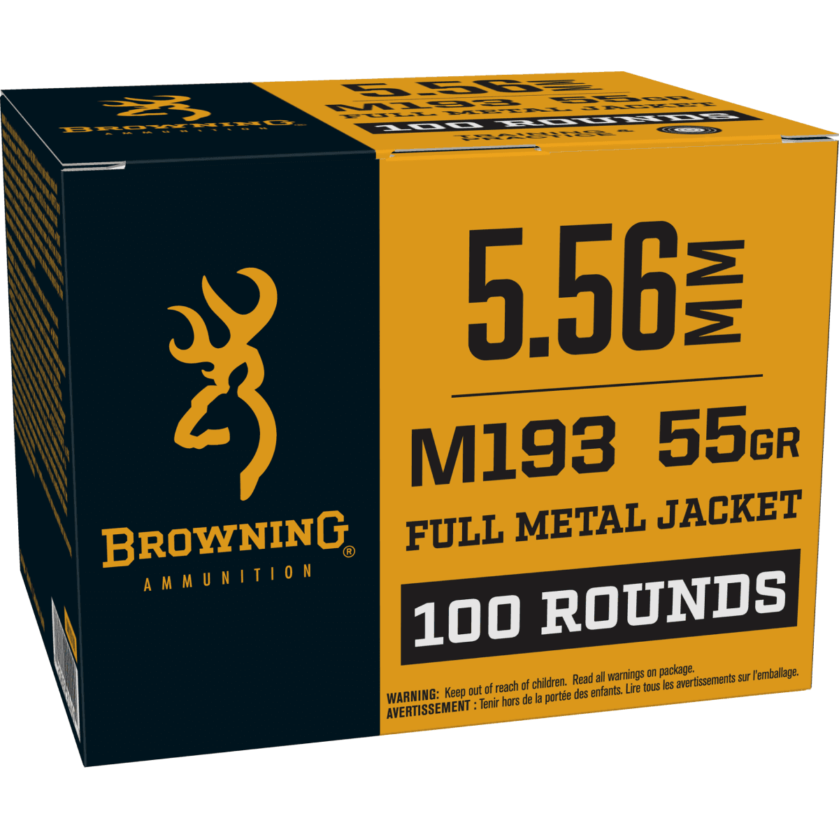 Browning Ammo BM193100 M193 5.56mm 55gr Full Metal Jacket 100 Per Box Browning Ammo BM193100 M193 5.56mm 55gr Full Metal Jacket 100 Per Box