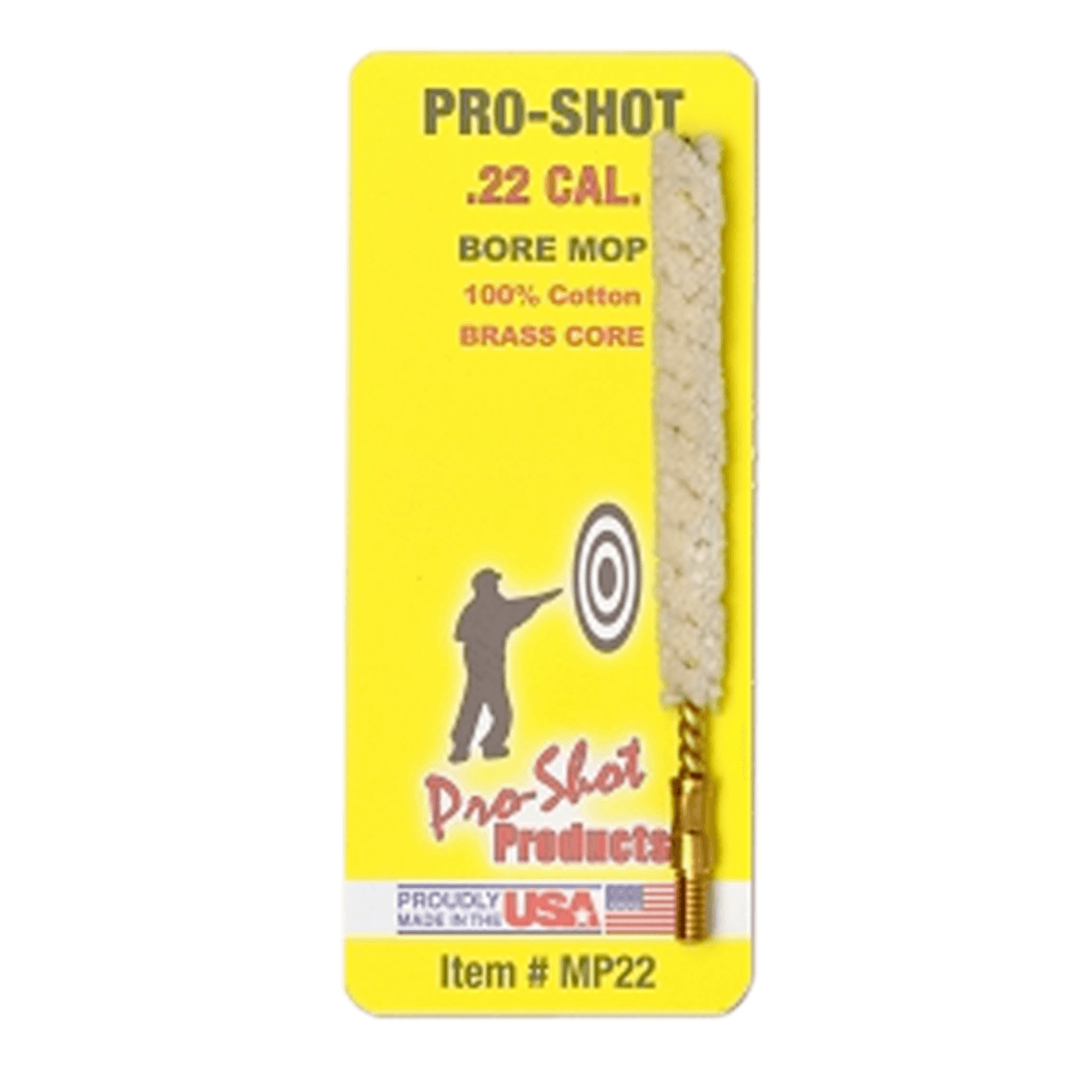 Pro-Shot MP22 Bore Mop .22 Cal Handgun/Rifle #8-32 Thread Cotton 1.75" Long Pro-Shot MP22 Bore Mop .22 Cal Handgun/Rifle #8-32 Thread Cotton 1.75" Long