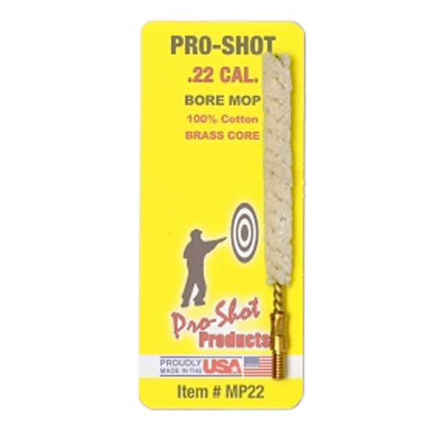 Pro-Shot MP22 Bore Mop .22 Cal Handgun/Rifle #8-32 Thread Cotton 1.75" Long Pro-Shot MP22 Bore Mop .22 Cal Handgun/Rifle #8-32 Thread Cotton 1.75" Long