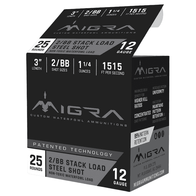 Migra Ammunitions M12SS2BB Staxd 12 Gauge 3" 1 1/4oz 2/BBShot 25 Per Box Migra Ammunitions M12SS2BB Staxd 12 Gauge 3" 1 1/4oz 2/BBShot 25 Per Box