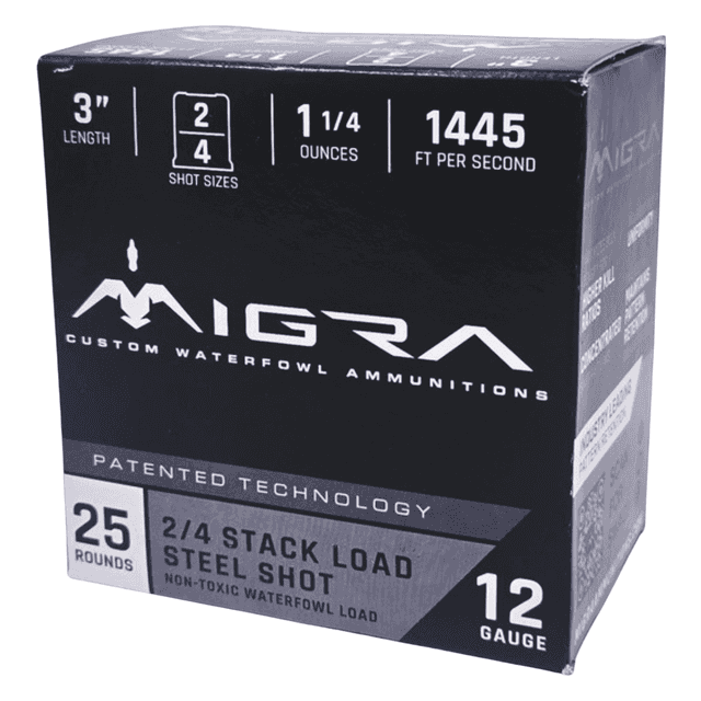 Migra Ammunitions M12SS24 Staxd 12 Gauge 3" 1 1/4 oz 2/4 Shot 25 Per Box Migra Ammunitions M12SS24 Staxd 12 Gauge 3" 1 1/4 oz 2/4 Shot 25 Per Box