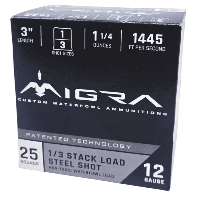 Migra Ammunitions M12SS13 Staxd 12 Gauge 3" 1 1/4oz 1/3 Shot 25 Per Box Migra Ammunitions M12SS13 Staxd 12 Gauge 3" 1 1/4oz 1/3 Shot 25 Per Box