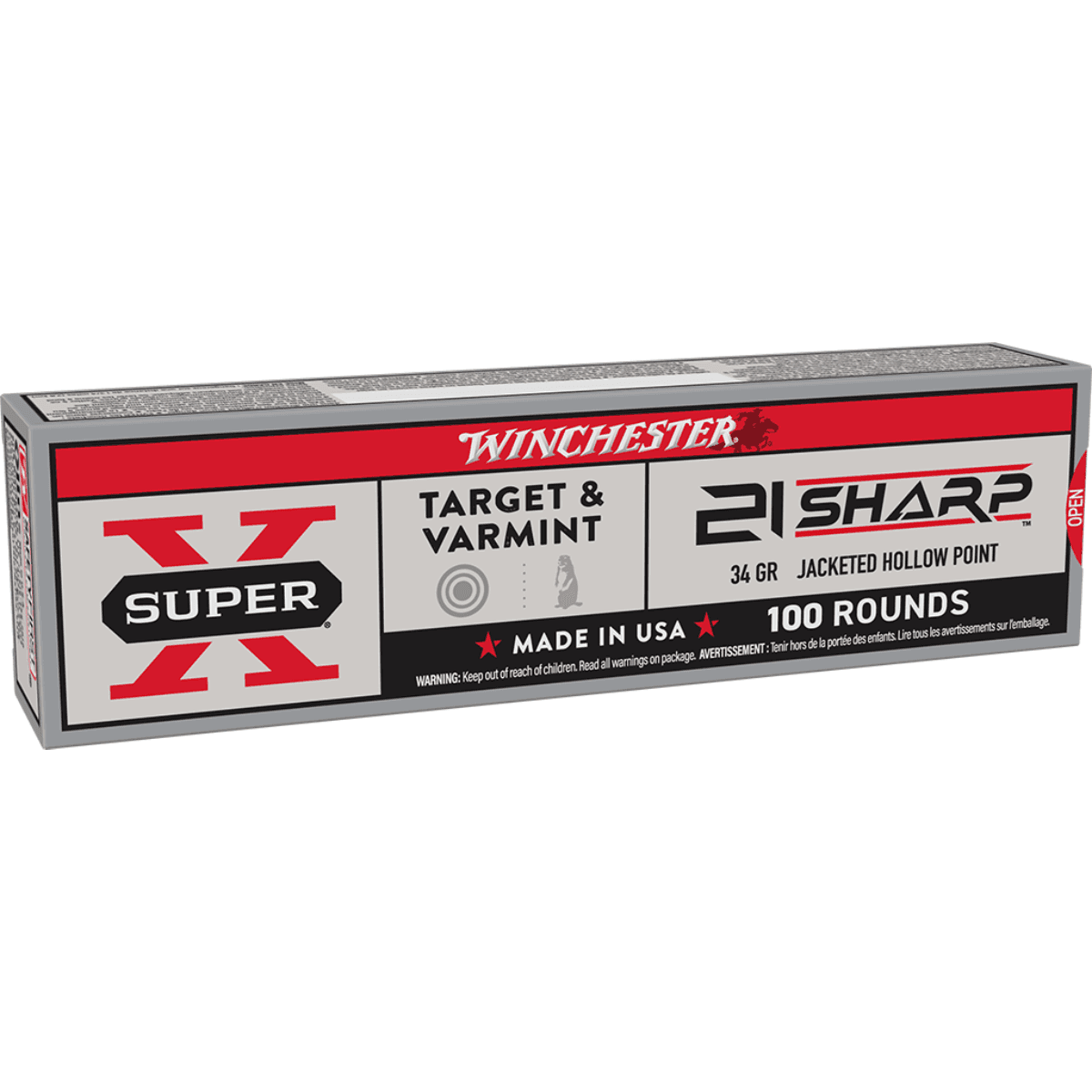 Winchester Ammo X21JHP Super X 21 Sharp 34gr Jacketed Hollow Point 100 Per Box Winchester Ammo X21JHP Super X 21 Sharp 34gr Jacketed Hollow Point 100 Per Box